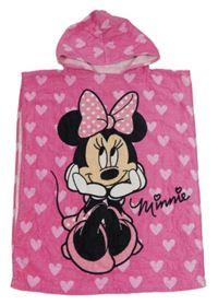 Tmavorůžové froté osuškové pončo s Minnie a kapucí Primark