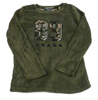 Khaki chlupatá mikina s army číslem Primark