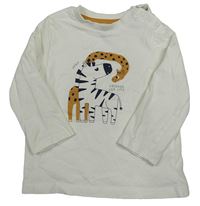 Bílé triko s žirafou a zebrou Kiabi