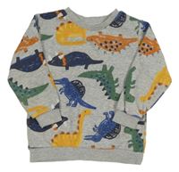 Šedá melírovaná mikina s dinosaury Matalan