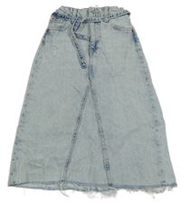 Světlemodrá riflová dlouhá sukně s páskem Zara