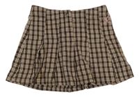 Hnědo-růžová kostkovaná skládaná sukně H&M