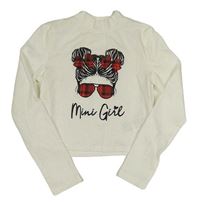 Bílé crop triko s dívkou a stojáčkem Shein