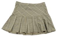Hnědo-modro-zelená kostkovaná skládaná sukně Page One Young