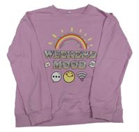 Lila mikina s duhou a smajlíkem