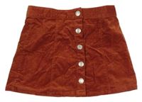 Hnědá manšestrová propínací sukně Tex