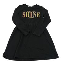 Černé teplákové šaty s nápisem H&M