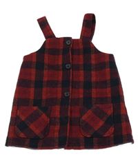 Vínovo-černé kostkované vlněné propínací šaty F&F