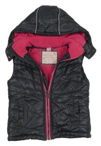 Antracitová šusťáková zateplená vesta s kapucí Dopodopo