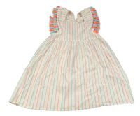 Bílo-barevné pruhované šaty s třásněmi Crafted