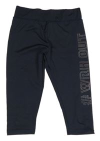 Tmavomodré sportovní capri legíny s nápisem Ergenomixx