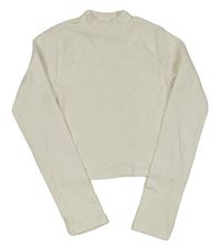 Smetanové žebrované crop triko se stojáčkem Peacocks