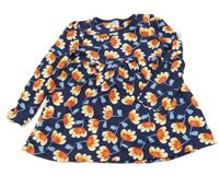 Tmavomodré květované bavlněné šaty Miniclub