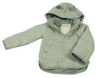 Zelená prošívaná šusťáková jarní zateplená bunda s kapucí River Island