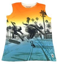 Oranžovo-modro-žluté tílko se skateboardisty C&A