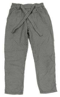 Černo-bílé kostkované kalhoty s páskem H&M