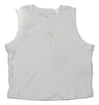 Bílý crop top s perforovanou palmou Zara