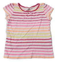 Bílo-malinoro-barevné pruhované tričko H&M