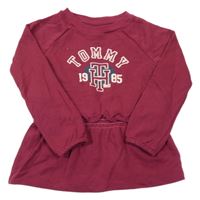 Vínová tepláková tunika s nápisem Tommy Hilfiger