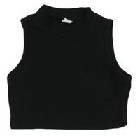 Černý úpletový žebrovaný crop top shein