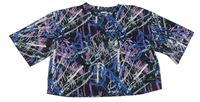 Černo-modro-růžové vzorované crop sportovní tričko Holyfield