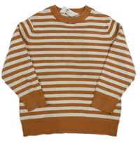 Hnědo-bílý pruhovaný svetr H&M