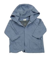 Světlemodrá úpletová propínací mikina s nápisem a kapucí Next