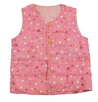 Růžová puntíkatá šusťáková zateplená vesta 