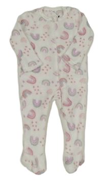 Bílý plyšový overal s duhami Pep&Co