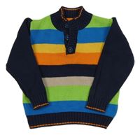 Tmavomodro-barevný pruhovaný svetr Liegelind