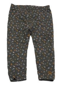 Tmavošedé zateplené květované legíny Topomini