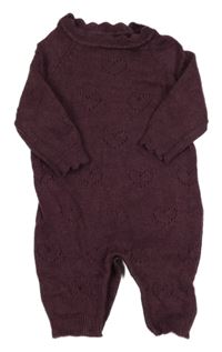 Švestkový perforovaný pletený overal George