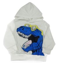 Bílá mikina s modrým dinem a kapucí Shein