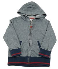 Tmavomodrá proužkovaná propínací mikina s kapucí C&A