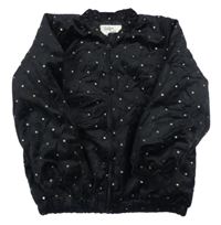 Černá sametová puntíkatá zateplená bunda Vertbaudet