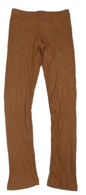 Hnědé žebrované pletené legíny H&M