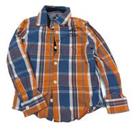 Modro-oranžová kostkovaná košile 