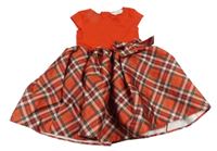 Červené šaty s kostkovanou sukní H&M