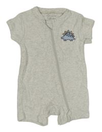 Šedý melírovaný kraťasový overal s dinem Primark