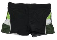 Černé nohavičkové plavky se zeleným pruhem Yigga