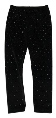 Černé sametové legíny se zlatými kamínky Next