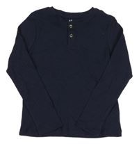 Tmavomodré triko s knoflíky H&M