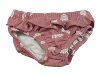 Starorůžové plavkové kalhotky s duhami a volánkem 