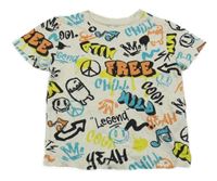 Smetanové tričko s barevnými nápisy Primark