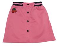 Růžová sukně s černým úpletovým pasem a třešněmi Shein