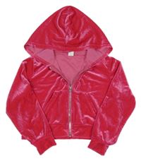 Růžová sametová crop mikina s kapucí shein