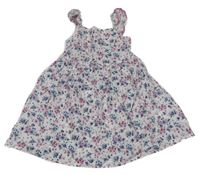 Bílo-růžovo-modré květované lehké šaty Primark