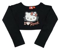 Černé crop triko s Hello Kitty 