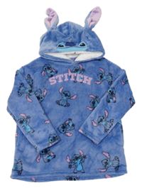 Nové - modrá plyšová domácí overisze mikina s kapucí - Stitch Disney
