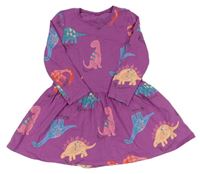 Fuchsiové bavlněné šaty s dinosaury zn. Next